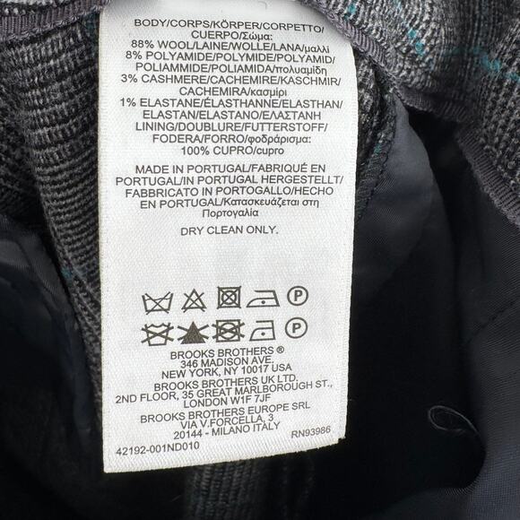 Brooks Brothers dress pants women's 14 wool cashmere glen plaid straight gray - Picture 10 of 10